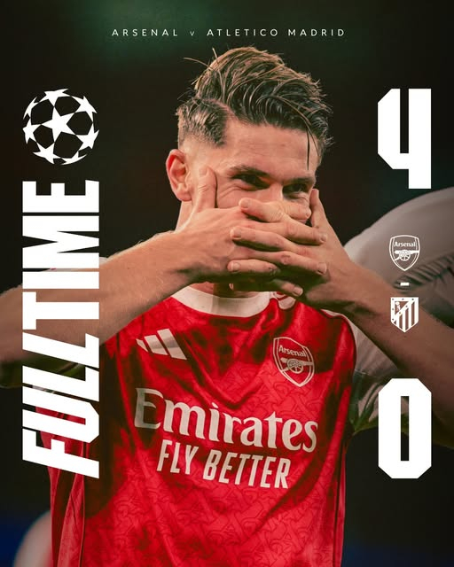 Arsenal 4 -0 Atletico Madrid in the uefa champions league